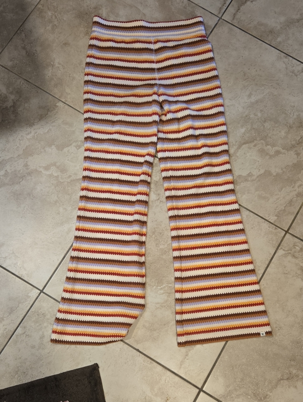 Rip Curl Striped Beach Pants  Rust Stripes  Stretch Elast Waist Small New